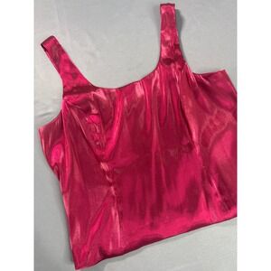 JR Nites by Carol 90s Y2K Deep Wine Shimmer Metallic Sleeveless Top Size 14‎